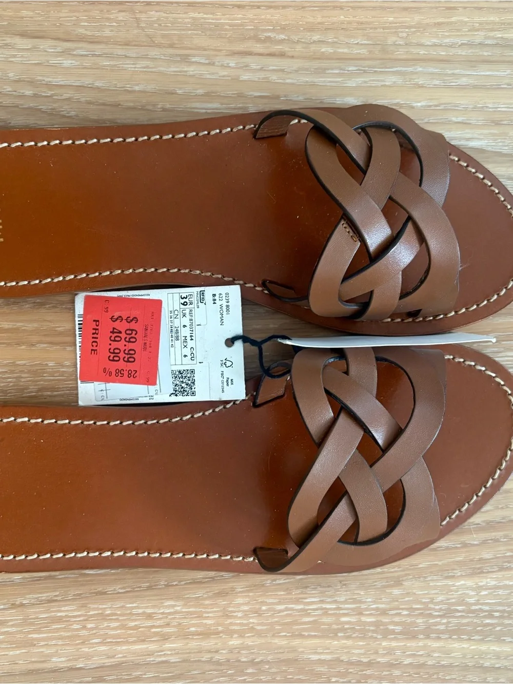 Mango Brown Braided Slide Sandals